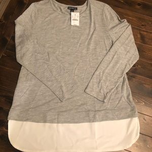 J.Crew Factory Gray top with Cream hem
